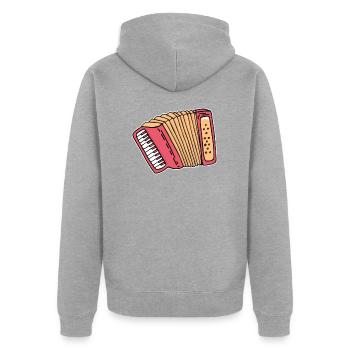 Akkordeon - Unisex Premium Bio Zip Hoodie - Grau meliert - Hinten - Nico (187cm)