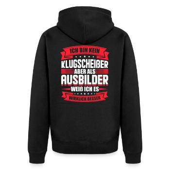 Ausbilder witzige Geschenkidee - Unisex Premium Bio Zip Hoodie - Schwarz - Hinten - Nico (187cm)