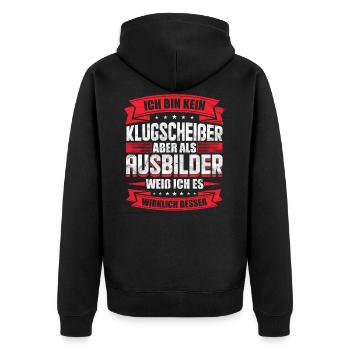 Lustiges Ausbilder Geschenk - Unisex Premium Bio Zip Hoodie - Schwarz - Hinten - Nico (187cm)