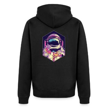Astronomie - Unisex Premium Bio Zip Hoodie - Schwarz - Hinten - Nico (187cm)