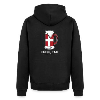 En Ol Tak Denmark Scandinavia countries Copenhagen - Unisex Premium Organic Zip Hoodie - black - Back - Nico (187cm)
