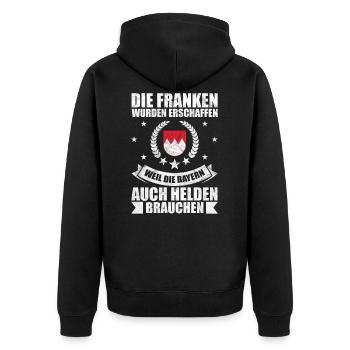 Franken Held Helden Geschenk - Unisex Premium Bio Zip Hoodie - Schwarz - Hinten - Nico (187cm)
