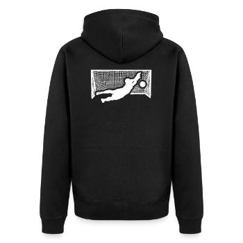 Torwart - Unisex Premium Bio Zip Hoodie - Schwarz - Hinten - Nico (187cm)