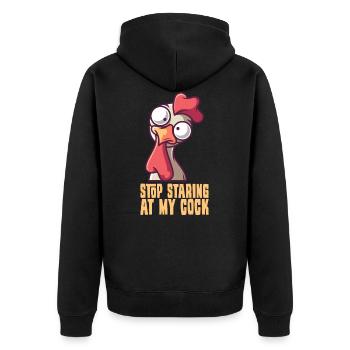 Stop Staring At My Cock - Unisex Premium Organic Zip Hoodie - black - Back - Nico (187cm)