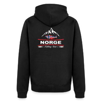 Norway fishing - Unisex Premium Organic Zip Hoodie - black - Back - Nico (187cm)