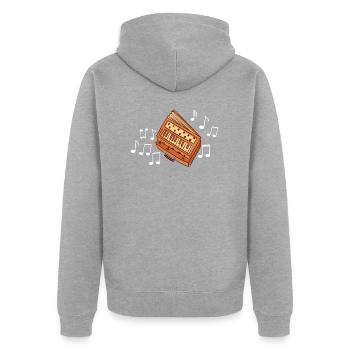 Akkordeon - Unisex Premium Bio Zip Hoodie - Grau meliert - Hinten - Nico (187cm)