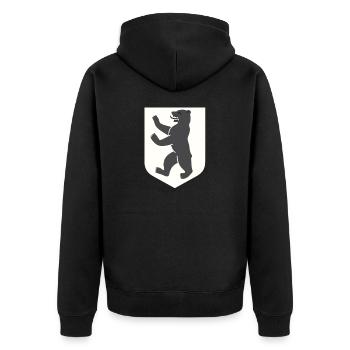 Berlin - Unisex Premium Bio Zip Hoodie - Schwarz - Hinten - Nico (187cm)