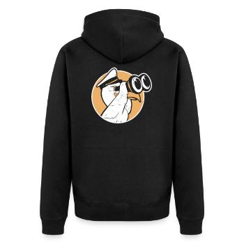 gull - Unisex Premium Organic Zip Hoodie - black - Back - Nico (187cm)