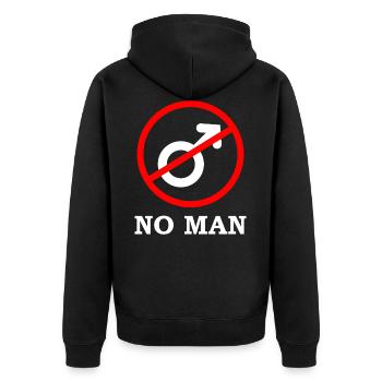 No Man, gift against men's rights - Unisex Premium Organic Zip Hoodie - black - Back - Nico (187cm)