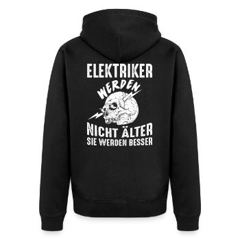 Lustiges Elektriker Handwerker Geburtstag Geschenk - Unisex Premium Bio Zip Hoodie - Schwarz - Hinten - Nico (187cm)