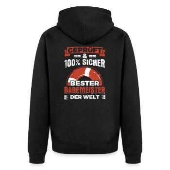 Bester Bademeister Der Welt Rettungsschwimmer - Unisex Premium Bio Zip Hoodie - Schwarz - Hinten - Nico (187cm)