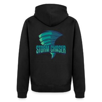 Storm Chaser, sturmjäger tornado gewitter geschenk - Unisex Premium Bio Zip Hoodie - Schwarz - Hinten - Nico (187cm)