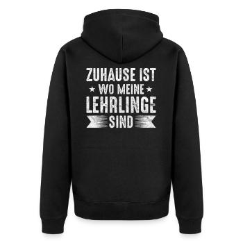 Zuhause ist wo meine Lehrlinge sind - Unisex Premium Bio Zip Hoodie - Schwarz - Hinten - Nico (187cm)