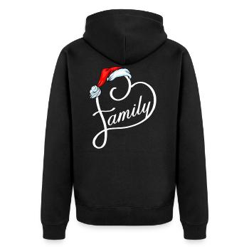 Santa Familienherz - Unisex Premium Bio Zip Hoodie - Schwarz - Hinten - Nico (187cm)