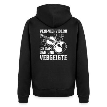 Veni Vidi Violini Geige Geigenspieler Streicher - Unisex Premium Bio Zip Hoodie - Schwarz - Hinten - Nico (187cm)