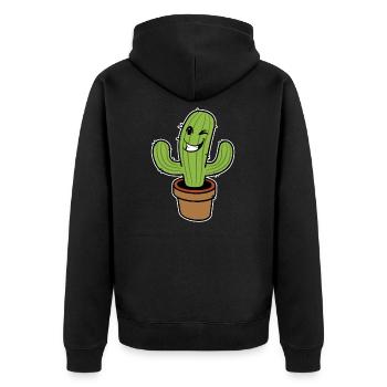 Kaktus - Unisex Premium Bio Zip Hoodie - Schwarz - Hinten - Nico (187cm)