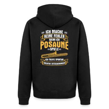 Keine Fehler Posaune Posaunist Bläser Blaskapelle - Unisex Premium Bio Zip Hoodie - Schwarz - Hinten - Nico (187cm)