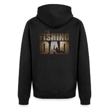 The Fishing Dad - Angeln Papa Angler - Unisex Premium Bio Zip Hoodie - Schwarz - Hinten - Nico (187cm)