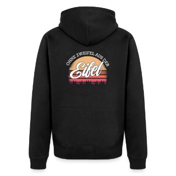 Ohne Zweifel Aus Eifel Eifler Eiflerin Heimat - Unisex Premium Bio Zip Hoodie - Schwarz - Hinten - Nico (187cm)