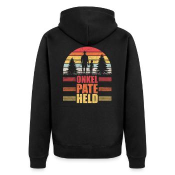 Onkel Neffe Nichte Geschenkidee - Unisex Premium Bio Zip Hoodie - Schwarz - Hinten - Nico (187cm)