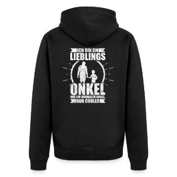 Onkel Nichte Neffe Geschenk - Unisex Premium Bio Zip Hoodie - Schwarz - Hinten - Nico (187cm)