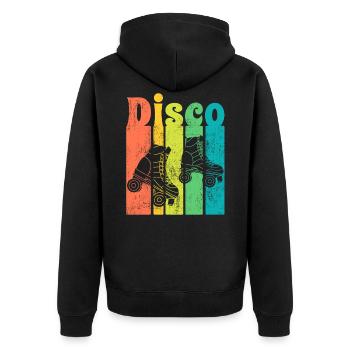 Disco - Unisex Premium Bio Zip Hoodie - Schwarz - Hinten - Nico (187cm)