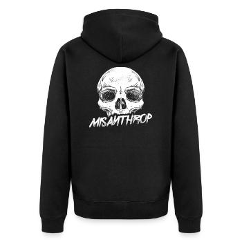 Misanthrop Misanthropie Menschenhasser Hasse - Unisex Premium Bio Zip Hoodie - Schwarz - Hinten - Nico (187cm)