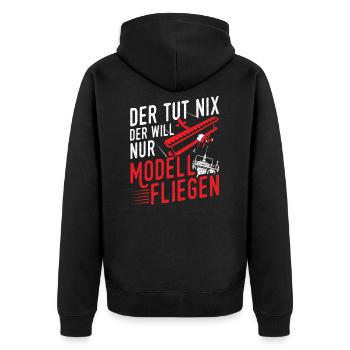 Will Nur Modell Fliegen Modellflieger Modellbau - Unisex Premium Bio Zip Hoodie - Schwarz - Hinten - Nico (187cm)