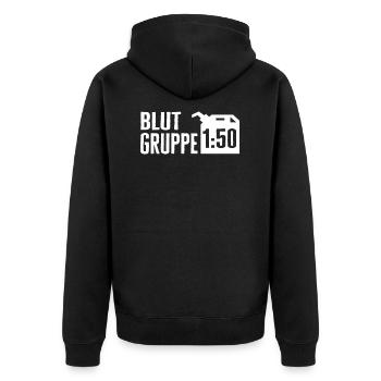 Blutgruppe 1 Zu 50 Mofa Mofafahrer Moped - Unisex Premium Bio Zip Hoodie - Schwarz - Hinten - Nico (187cm)