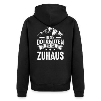 Wandern Berge Berg Dolomiten Sprüche Geschenk - Unisex Premium Bio Zip Hoodie - Schwarz - Hinten - Nico (187cm)