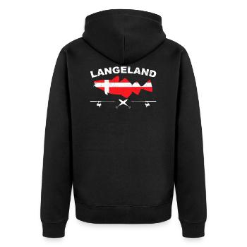 Langeland Angeln Dänemark Dorsch - Unisex Premium Bio Zip Hoodie - Schwarz - Hinten - Nico (187cm)