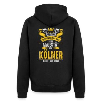 Kölner Kölle Domstadt - Unisex Premium Bio Zip Hoodie - Schwarz - Hinten - Nico (187cm)