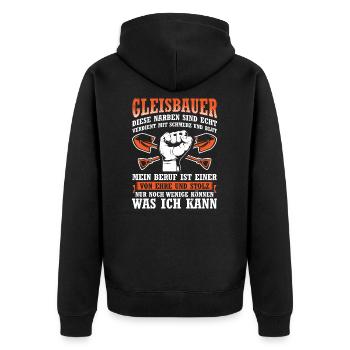 Gleisbauer Ehre Und Stolz Gleisbau Bauarbeiter - Unisex Premium Bio Zip Hoodie - Schwarz - Hinten - Nico (187cm)
