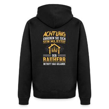 Erheben Sie Sich Seine Majestät Bauherr Hausbau - Unisex Premium Bio Zip Hoodie - Schwarz - Hinten - Nico (187cm)