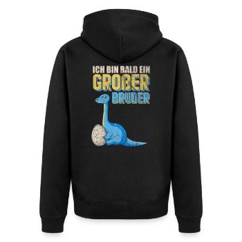 Bruder Sohn Kind Kinder Geschenk - Unisex Premium Bio Zip Hoodie - Schwarz - Hinten - Nico (187cm)