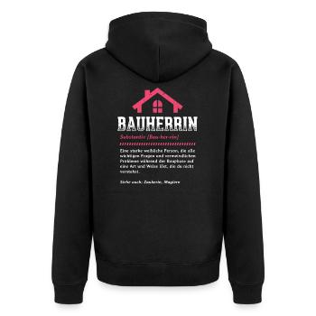 Bauherrin Definition Bauleiterin Baustelle - Unisex Premium Bio Zip Hoodie - Schwarz - Hinten - Nico (187cm)