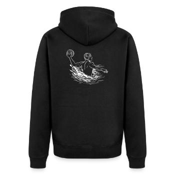 water polo - Unisex Premium Organic Zip Hoodie - black - Back - Nico (187cm)