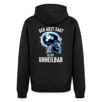 Lustiges Motocross Sprüche Geschenk - Unisex Premium Bio Zip Hoodie - Schwarz - Hinten - Nico (187cm)