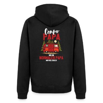 Camper Papa Viel Cooler Camping Vater Wohnwagen - Unisex Premium Bio Zip Hoodie - Schwarz - Hinten - Nico (187cm)