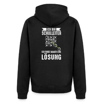 Schulleiter Direktor Rektor Schulleitung Geschenk - Unisex Premium Bio Zip Hoodie - Schwarz - Hinten - Nico (187cm)