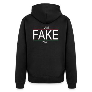 I am not a fake - I am me - Unisex Premium Organic Zip Hoodie - black - Back - Nico (187cm)
