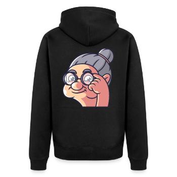 Grandma shows a bird - Unisex Premium Organic Zip Hoodie - black - Back - Nico (187cm)