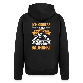 Lange Romantische Spaziergänge Im Baumarkt - Unisex Premium Bio Zip Hoodie - Schwarz - Hinten - Nico (187cm)
