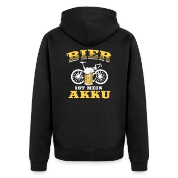 Bier Ist Mein Akku E-Bike Fahrrad E-Biker - Unisex Premium Bio Zip Hoodie - Schwarz - Hinten - Nico (187cm)