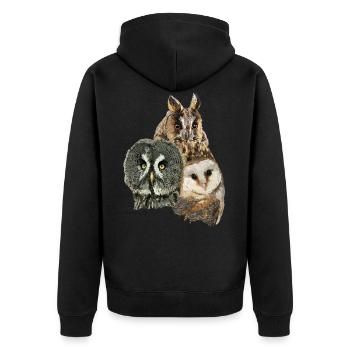 Eulen - Unisex Premium Bio Zip Hoodie - Schwarz - Hinten - Nico (187cm)