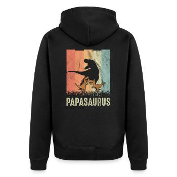 Papasaurus - Unisex Premium Bio Zip Hoodie - Schwarz - Hinten - Nico (187cm)