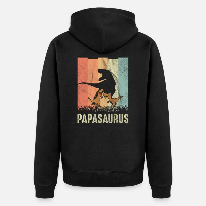 Papasaurus - Unisex Premium Bio Zip Hoodie - Schwarz