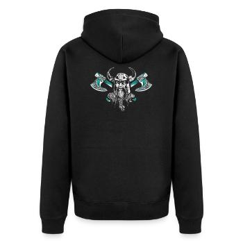 Wikinger - Unisex Premium Bio Zip Hoodie - Schwarz - Hinten - Nico (187cm)