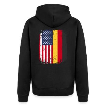 Germany flag USA Germany - Unisex Premium Organic Zip Hoodie - black - Back - Nico (187cm)