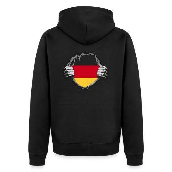 Germany Proud Chest German Flag - Unisex Premium Organic Zip Hoodie - black - Back - Nico (187cm)